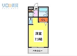 リオ花屋敷 ワンルームの間取図画像