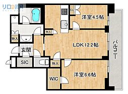 ジオタワー宝塚 グランレジス 2LDKの間取図画像