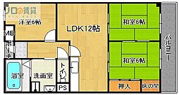 リジェール宝塚 3LDKの間取図画像