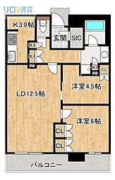 ジオタワー宝塚 グランレジス 2LDKの間取図画像