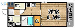 キセラコートWAKO 1Kの間取図画像