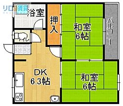 茶谷マンション 2DKの間取図画像