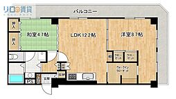 仁川グランドハイツ 2LDKの間取図画像
