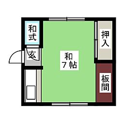 藤荘 1階ワンルームの間取り