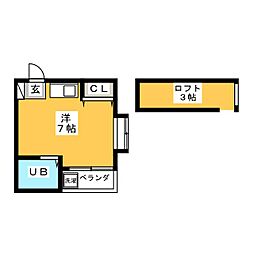 アルモワール 2階ワンルームの間取り