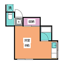 志茂町文化アパート 1階ワンルームの間取り