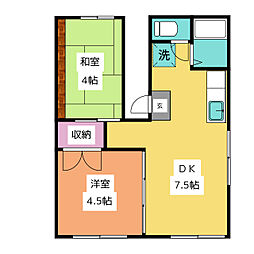 リバーハイツ大澤 2階2DKの間取り