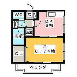 アドレ志茂 3階1DKの間取り