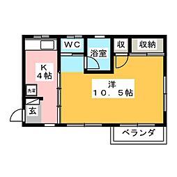 ルイケハウス 1Kの間取図画像