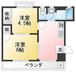 本町スカイコーポ 2DKの間取図画像