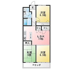 インペリアル王子 3DKの間取図画像