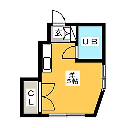エンゼル・ハイム ワンルームの間取図画像