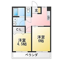 興和第二コーポ 2DKの間取図画像