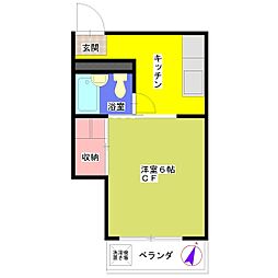ユタカコーポ 3階1Kの間取り