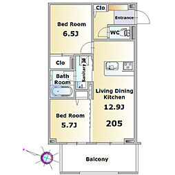 GEMTERRACEB 2LDKの間取図画像