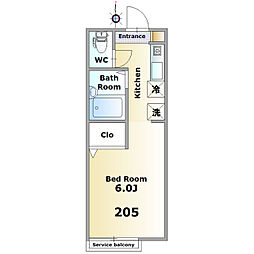ヴィガ 1Kの間取図画像