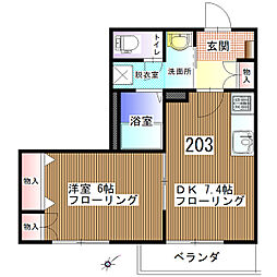 メゾンAki 1DKの間取図画像