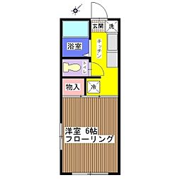 葉月荘 1Kの間取図画像