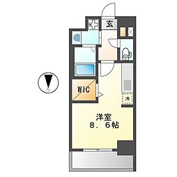 プレサンス名古屋菊井セルカ 9階ワンルームの間取り