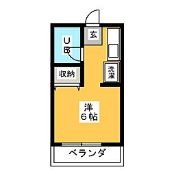 モノリスビル 1階ワンルームの間取り