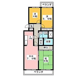越谷シティハウス5号棟 2階3LDKの間取り