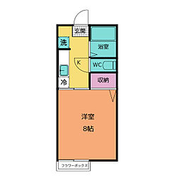 細井ハイツII 1階1Kの間取り
