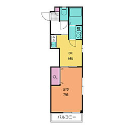 パレスホリケ2 3階1DKの間取り