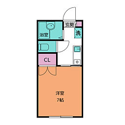 中野ハイム 2階1Kの間取り