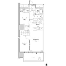 ザ・パークハビオ北千住 10階2LDKの間取り