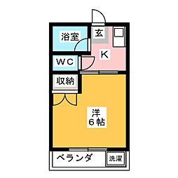 大清ワンステップハイツ 1階1Kの間取り
