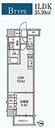 Alivis綾瀬 1LDKの間取図画像