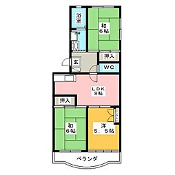 エクセルエステートヨシダパート2 3DKの間取図画像