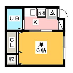 第2小島ビル 1Kの間取図画像