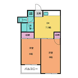 第一タカサハイム 2DKの間取図画像