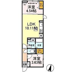 ルリアン綾瀬2 1LDKの間取図画像