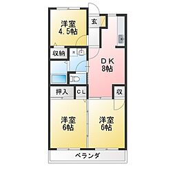 ガーデンヒル牛込 3DKの間取図画像