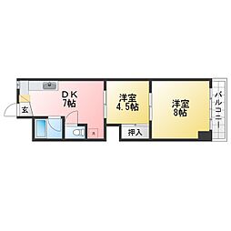第2ヒカリマンション 2DKの間取図画像