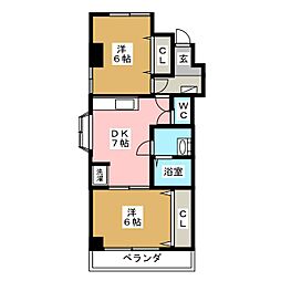 メゾン白和 2DKの間取図画像