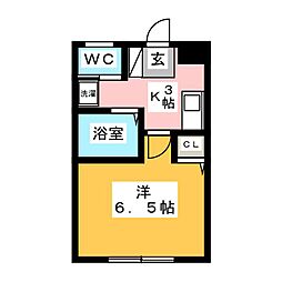 のぶハイツ 1Kの間取図画像