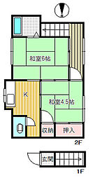川名荘 2Kの間取図画像