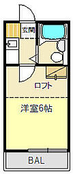 クラウンハイツ蒲生 1Kの間取図画像