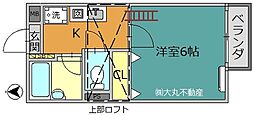 パークフロント北綾瀬A棟 2階1Kの間取り