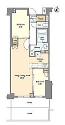 BLESS中野弥生町 1階2LDKの間取り