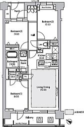 ソアラノーム荻窪天沼 5階3LDKの間取り