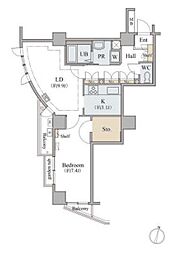 コラム神泉 12階1LDKの間取り