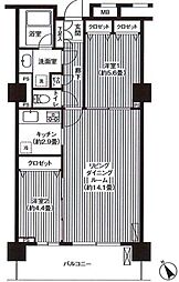 グランピラー高井戸 10階2LDKの間取り