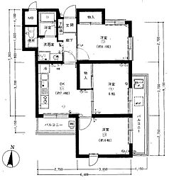 パークハイツ東北沢 4階3DKの間取り
