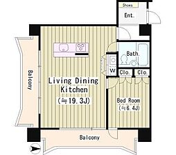 カーサクロヤナギ 4階1LDKの間取り
