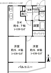 碑文谷メゾン 2階2DKの間取り