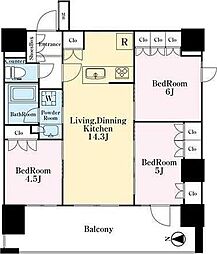 ベルジュール三鷹ステーションハウス 3階3LDKの間取り